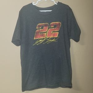 Youth Joey Logano gray tee shirt. Size Medium